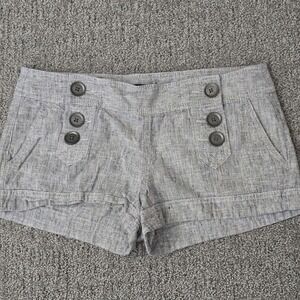VTG Y2K Express Womens Micro Mini Shorts Sailor Linen Blend Nautical Preppy Sz 2